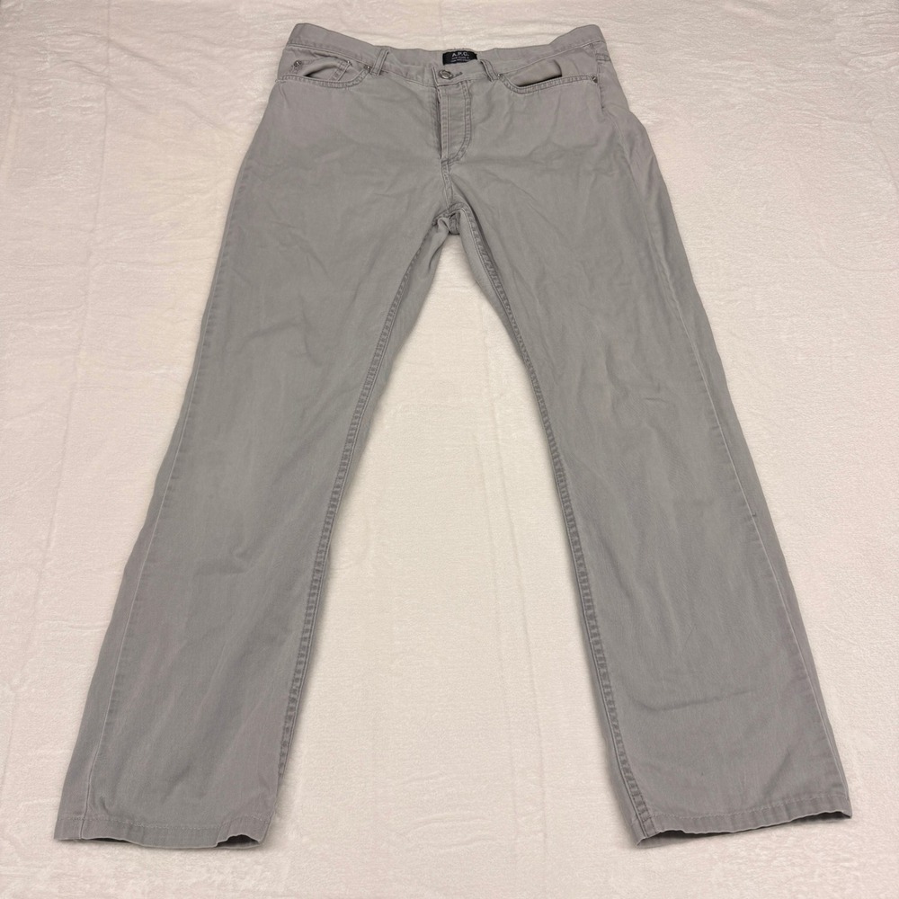 APC Pants 32x27 Gray Straight Fit Cotton Twill Chino Jeans Button Fly Casual